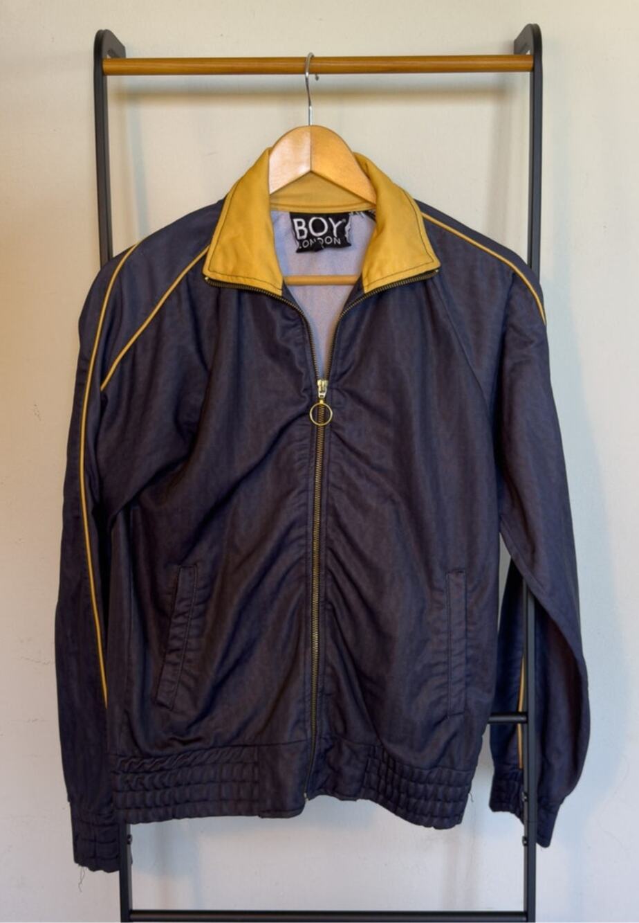 Vintage BOY LONDON Track Jacket Black Yellow Eagle Logo Size Small